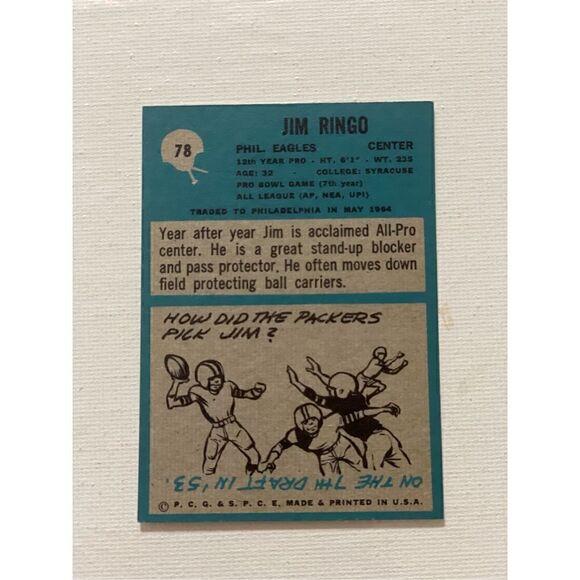 Jim ringo 1964 bowman good condition #78 - Picture 3 of 5